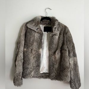 Untitled Rabbit Fur coat SZ 2 gray and tan